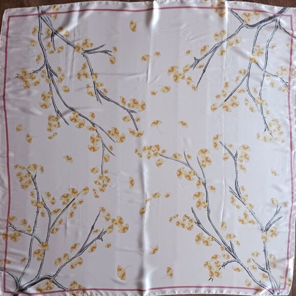 Scarf Women's Scarf Necker chief Wrap Bandana100% Silk Pink Flowers 35" Square - Picture 6 of 6